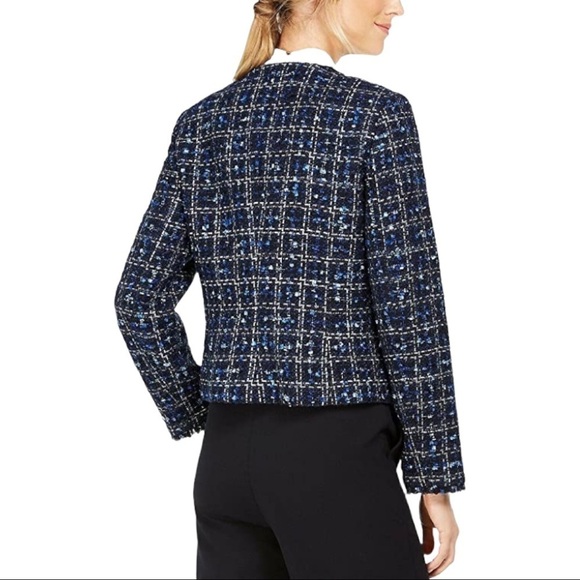 Calvin Klein NWT Tweed Open Blazer Blue Size 4P - Picture 2 of 15